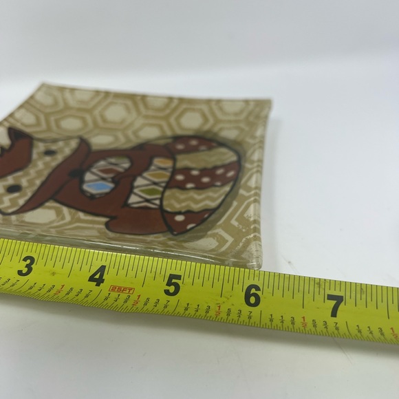 Foxy Fun 6” Square Glass Plate Trinket Dish Bowl - Picture 2 of 6